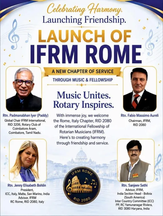 Welcome the Rome, Italy Section, D2080 of the International Fellowship of Rotarians Musicians (IFRM) - 截图 1